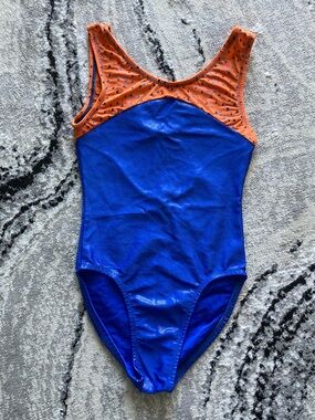 Blue and Orange Sleeveless Leotard
